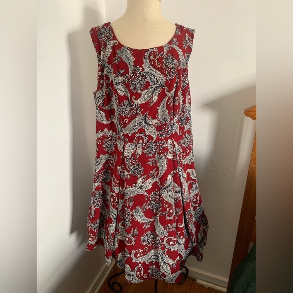 ModCloth Yellow Star Fit n Flare Sleeveless Paisley Plus Dress 1X